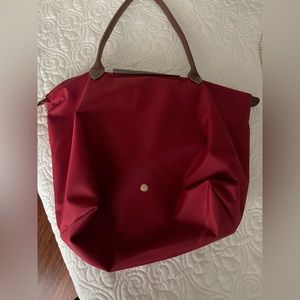 Longchamp red large tote EUC
